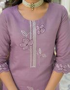 Skylee Silk Embroidered Straight 3 Piece Kurta Set For Woman