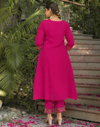 Skylee Silk Embroidered A-Line 3 Piece Kurta Set For Woman
