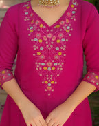 Skylee Silk Embroidered A-Line 3 Piece Kurta Set For Woman