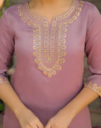 Skylee Silk Embroidered Straight 3 Piece Kurta Set For Woman