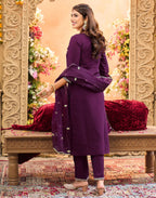 Skylee Silk Embroidered Straight 3 Piece Kurta Set For Woman