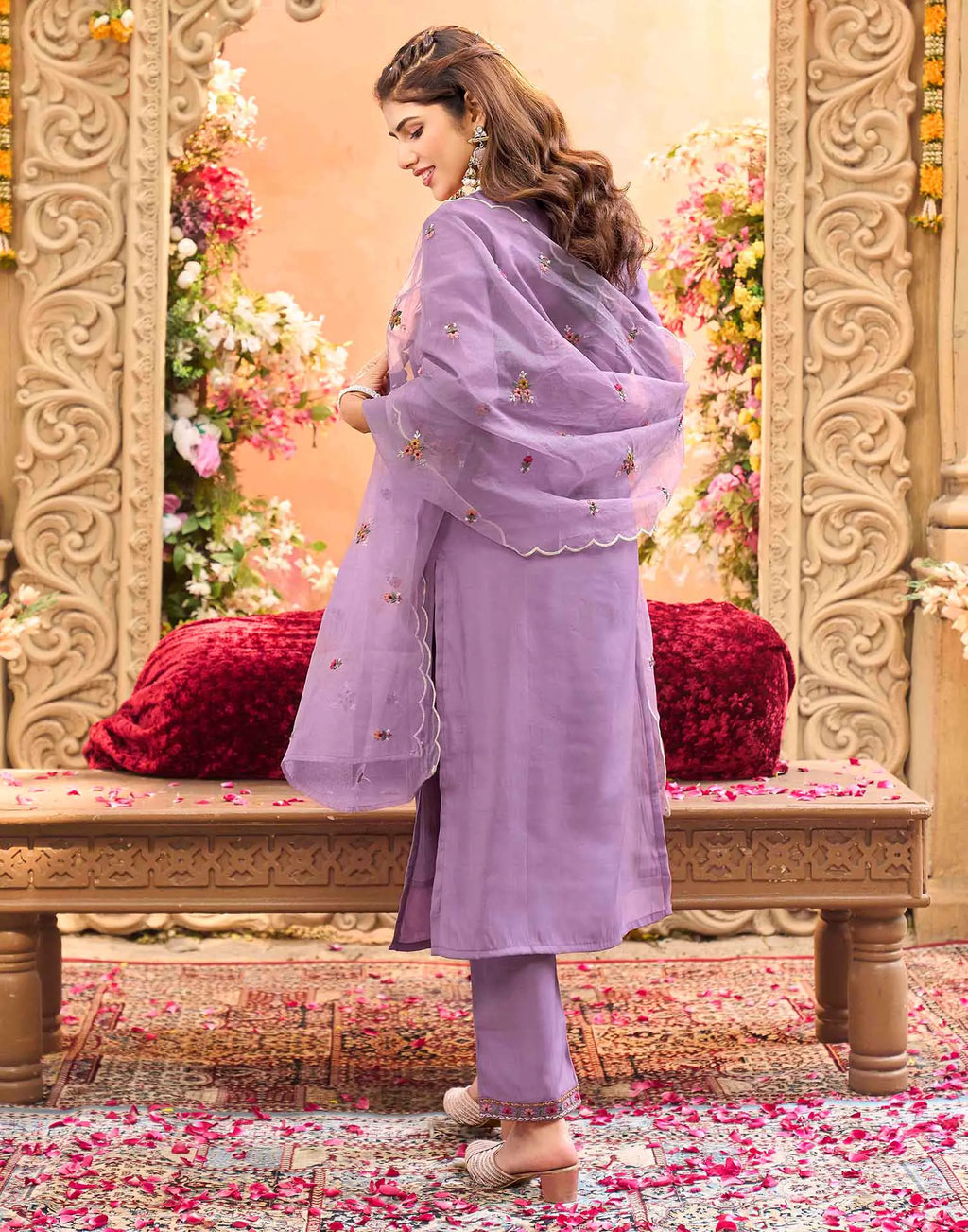 Skylee Silk Embroidered Straight 3 Piece Kurta Set For Woman