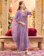 Skylee Silk Embroidered Straight 3 Piece Kurta Set For Woman