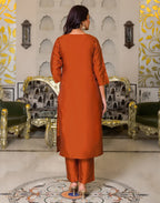 Skylee Taffeta Woven Straight 3 Piece Kurta Set For Woman