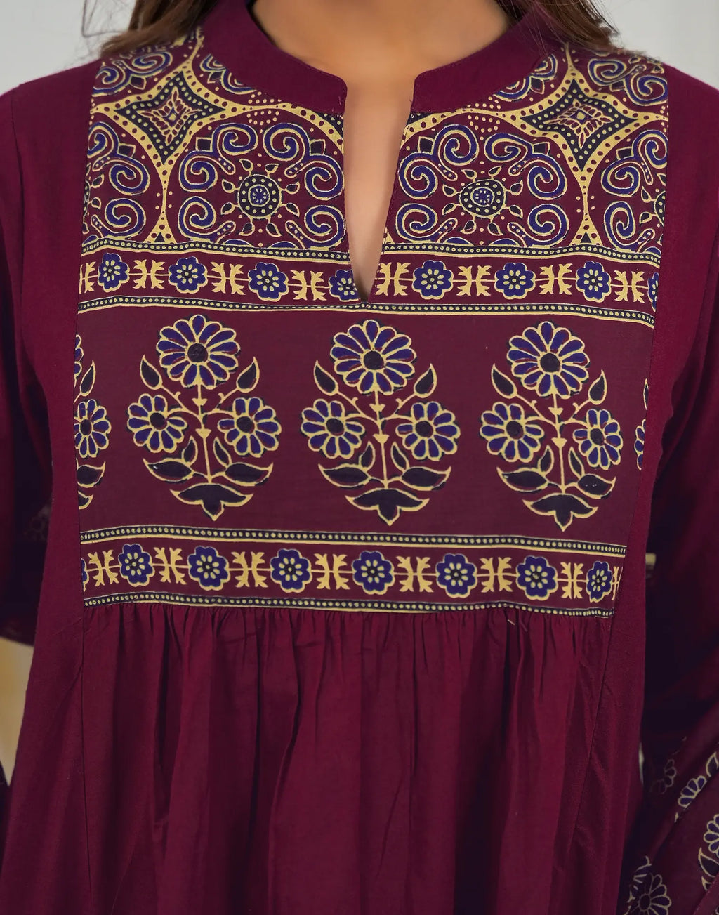 Skylee Cotton Printed A-Line 3 Piece Kurta Set For Woman