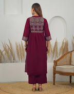 Skylee Cotton Printed A-Line 3 Piece Kurta Set For Woman