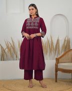 Skylee Cotton Printed A-Line 3 Piece Kurta Set For Woman