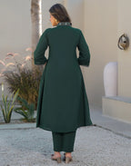 Skylee Cotton Embroidered A-Line 3 Piece Kurta Set For Woman