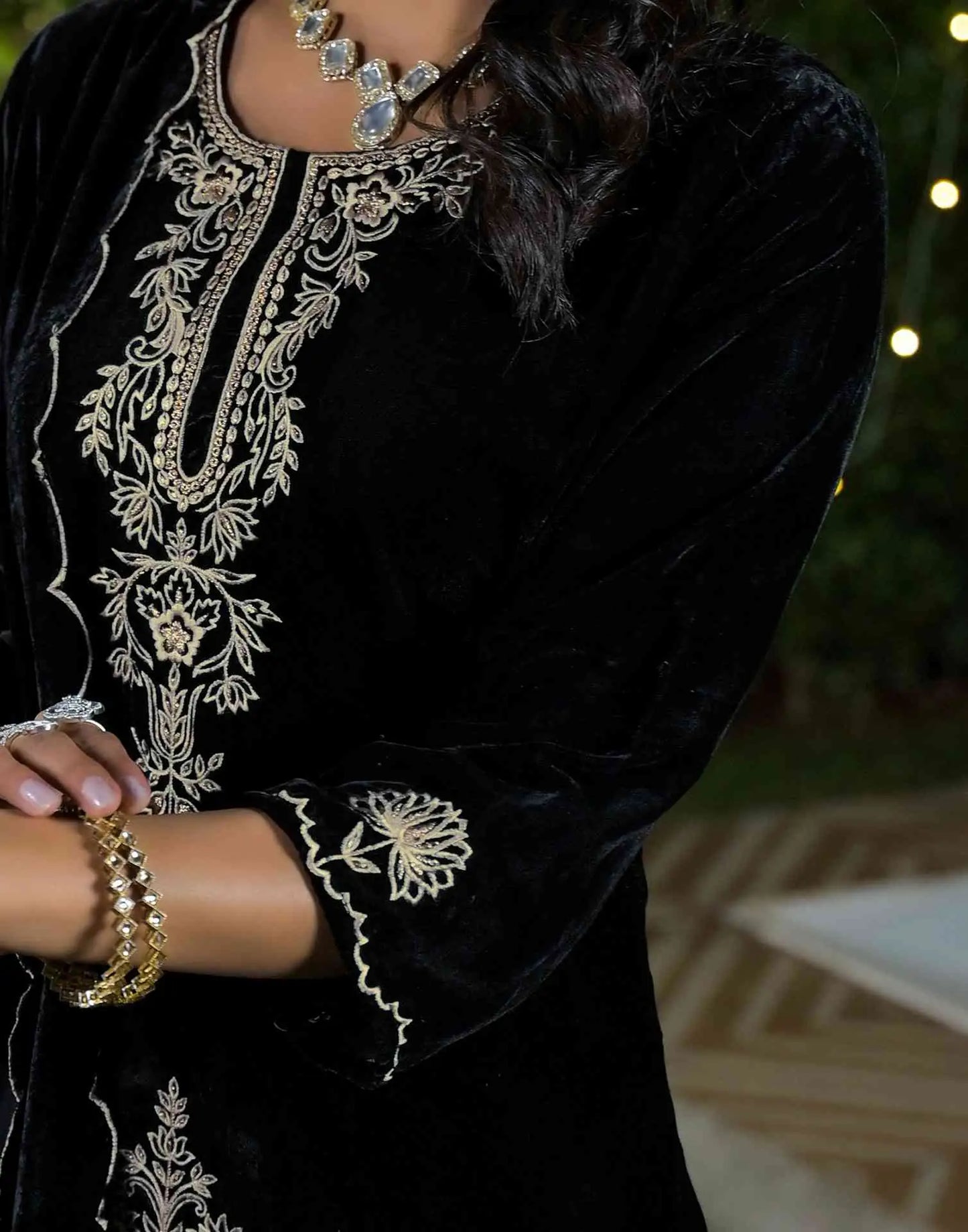 velvet kurta set for women