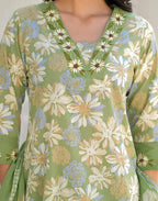 Skylee Cotton Printed Straight 3 Piece Kurta Set For Woman