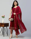 Velvet Plain Straight 3 Piece Kurta Set