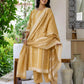 Yellow Cotton Straight Kurta Set with Pant and Dupatta under 1250 