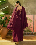 Silk Sequins Work Straight 3 Piece Kurta Set
