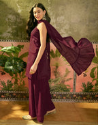 Silk Sequins Work Straight 3 Piece Kurta Set