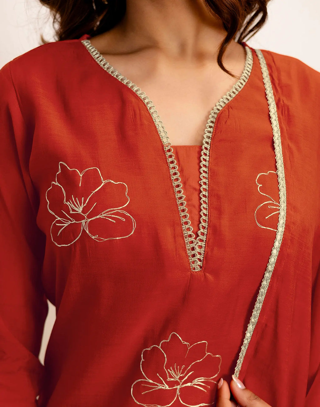 Skylee Silk Embroidered Straight 3 Piece Kurta Set For Woman