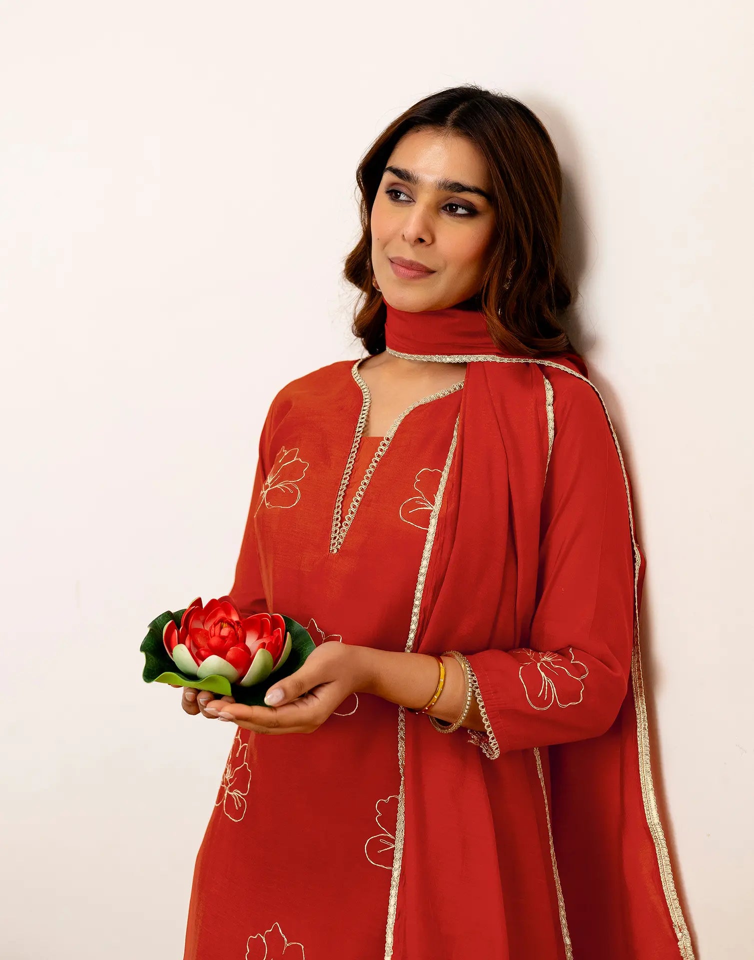 Skylee Silk Embroidered Straight 3 Piece Kurta Set For Woman