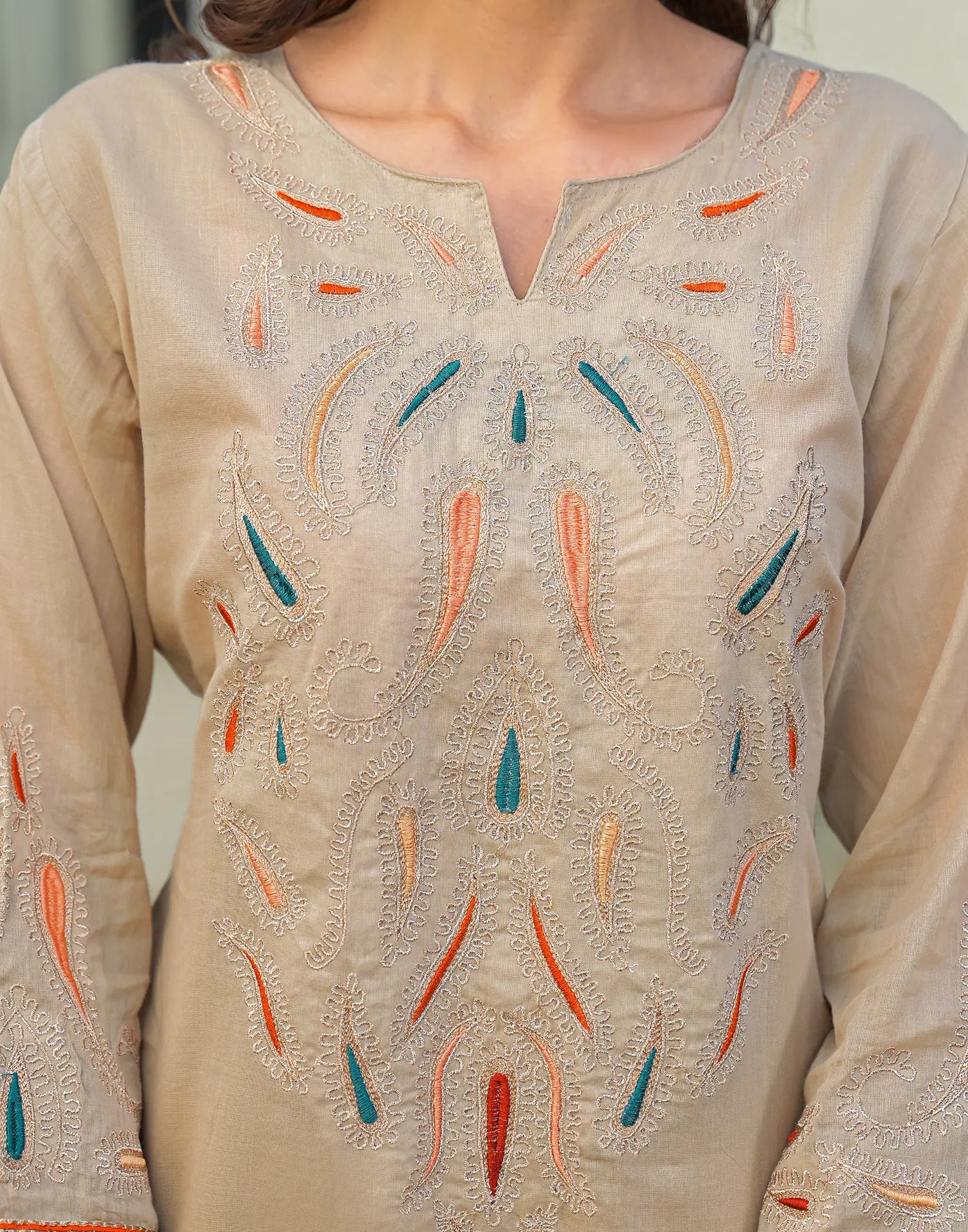 Skylee Cotton Embroidered Straight 3 Piece Kurta Set For Woman