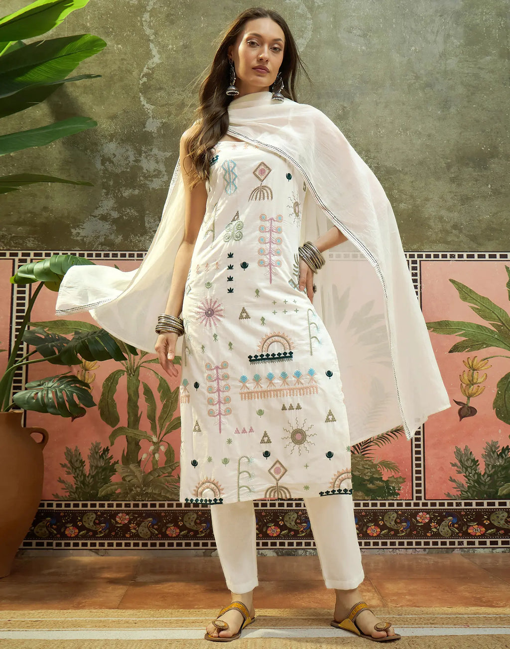 Cotton Embroidered Straight 3 Piece Kurta Set
