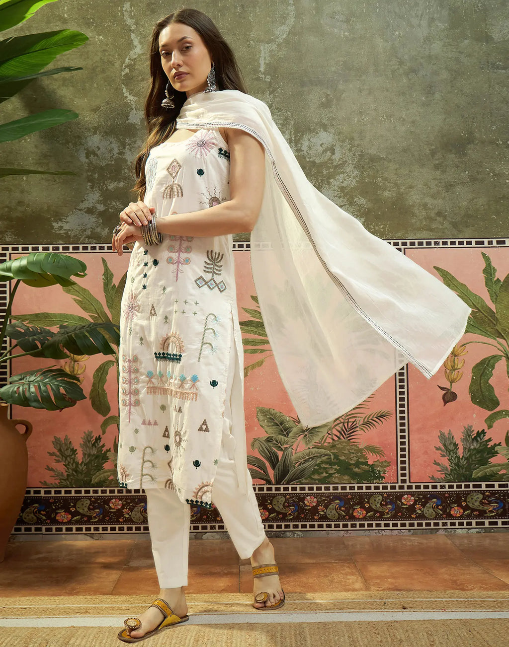 Cotton Embroidered Straight 3 Piece Kurta Set