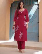 Skylee Silk Embroidered Straight 3 Piece Kurta Set For Woman