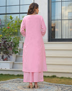 Skylee Cotton Embroidered Straight 3 Piece Kurta Set For Woman