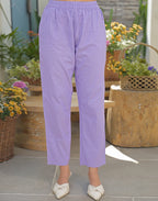 Lavender Mist Purple Round Neck Embroidered Straight 3 Piece Kurta Set with Dupatta