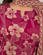Skylee Cotton Floral Print Straight 3 Piece Kurta Set For Woman