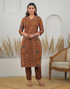 Skylee Cotton Printed Straight 3 Piece Kurta Set For Woman