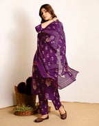Skylee Cotton Printed Straight 3 Piece Kurta Set For Woman