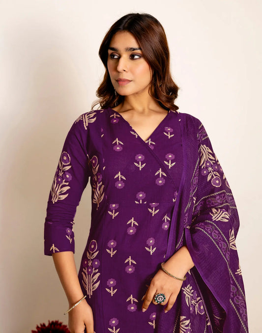 Cotton Printed Straight 3 Piece Kurta Set