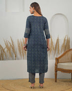 Skylee Cotton Printed Straight 3 Piece Kurta Set For Woman