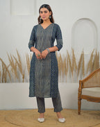 Skylee Cotton Printed Straight 3 Piece Kurta Set For Woman