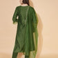 Silk Blend Embroidered Straight Kurta with Pant & Dupatta