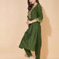 Silk Blend Embroidered Straight Kurta with Pant & Dupatta