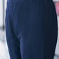 Navy Blue Silk Plain V Neck 3/4 Sleeve Straight Kurta Set With Pant & Dupatta