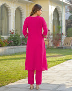 Skylee Silk Embroidered Straight 3 Piece Kurta Set For Woman