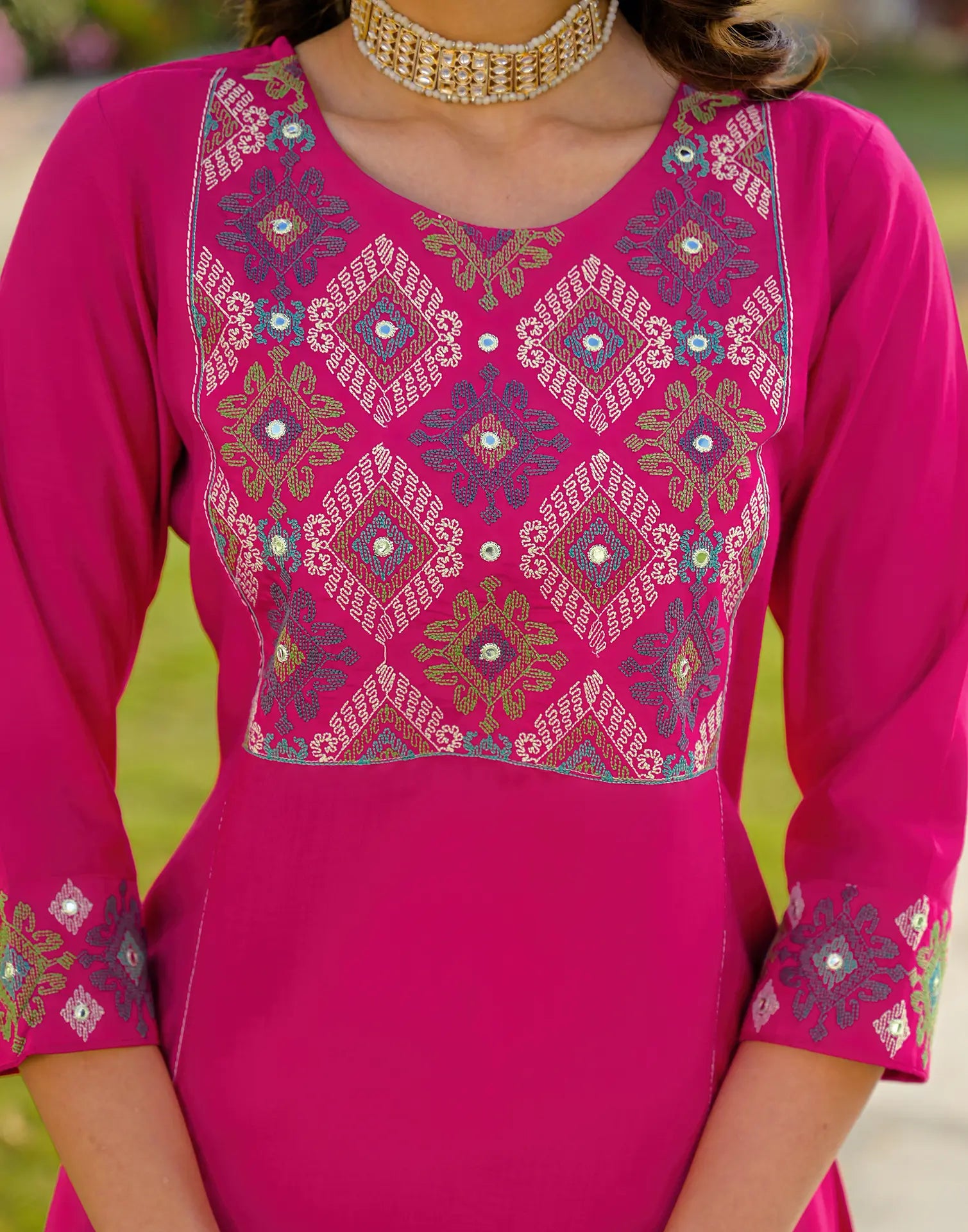 Skylee Silk Embroidered Straight 3 Piece Kurta Set For Woman
