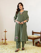 Skylee Silk Blend Embroidered Straight 3 Piece Kurta Set For Woman