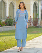 Skylee Silk Embroidered Straight 3 Piece Kurta Set For Woman