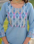 Skylee Silk Embroidered Straight 3 Piece Kurta Set For Woman