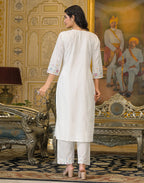 Skylee Cotton Embroidered Straight 3 Piece Kurta Set For Woman