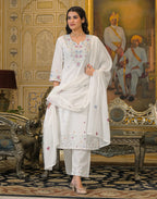 Skylee Cotton Embroidered Straight 3 Piece Kurta Set For Woman