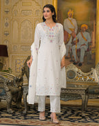 Skylee Cotton Embroidered Straight 3 Piece Kurta Set For Woman