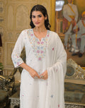 Skylee Cotton Embroidered Straight 3 Piece Kurta Set For Woman