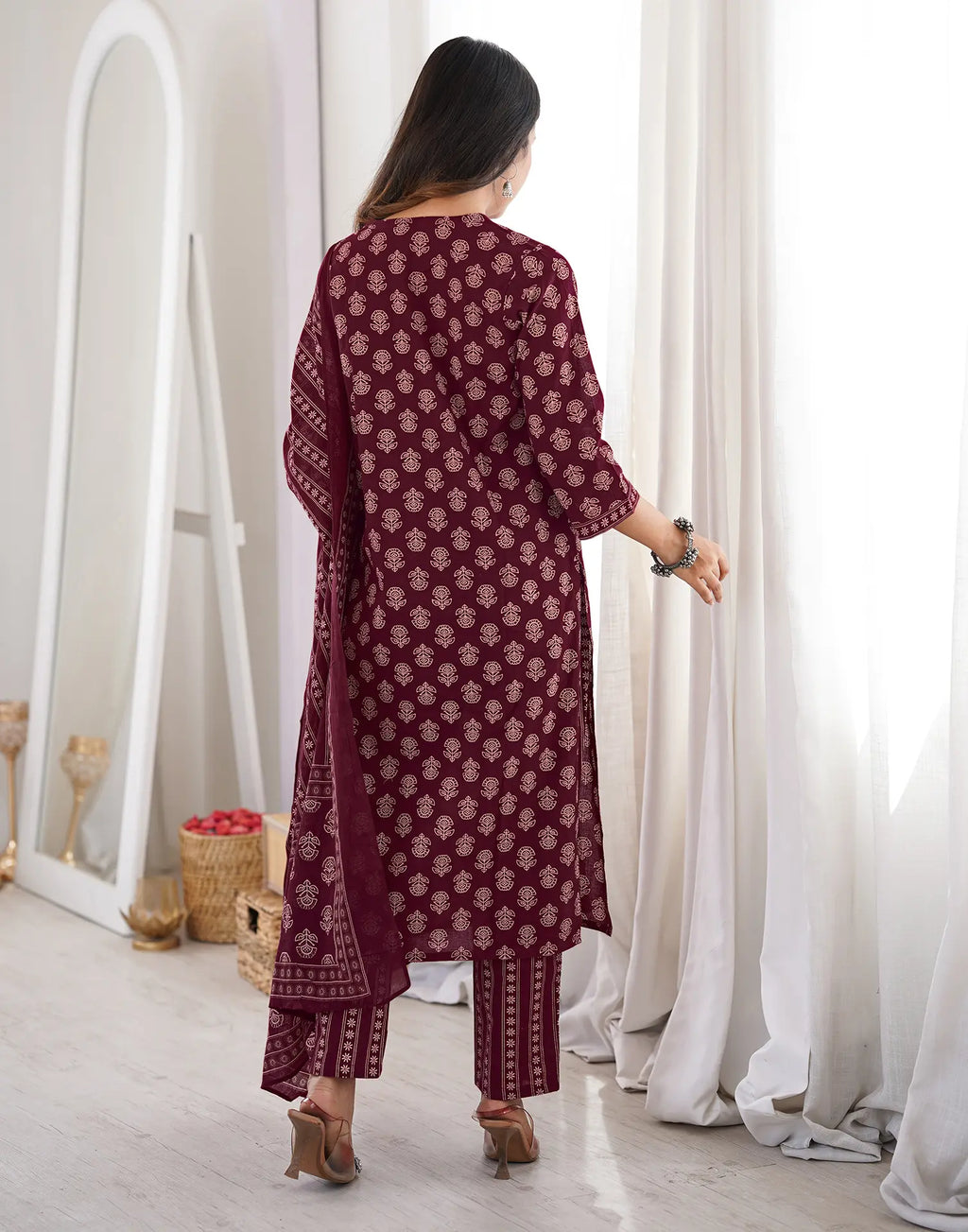 Viscose Rayon Printed Straight 3 Piece Kurta Set