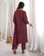 Viscose Rayon Printed Straight 3 Piece Kurta Set