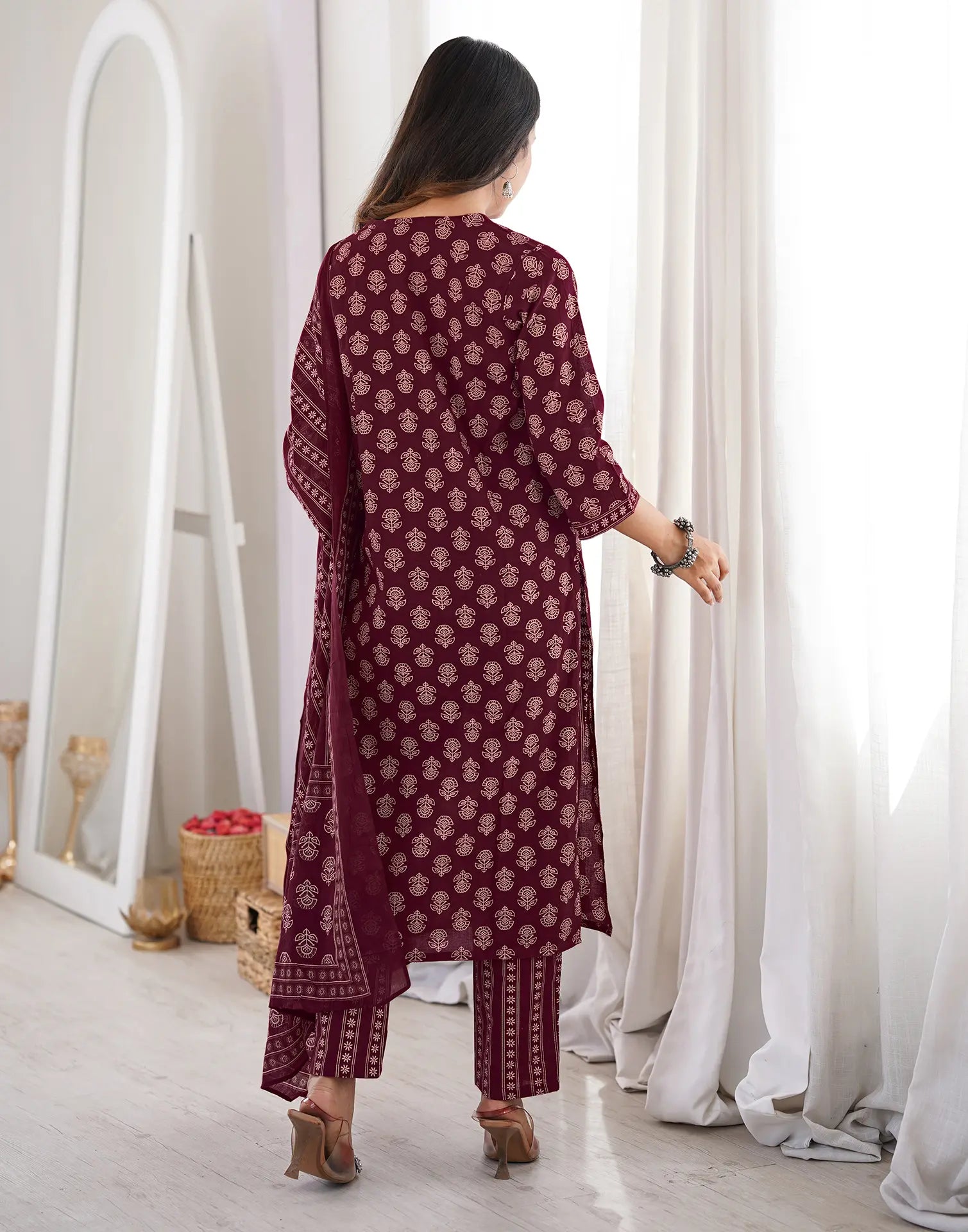 Viscose Rayon Printed Straight 3 Piece Kurta Set