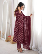 Viscose Rayon Printed Straight 3 Piece Kurta Set