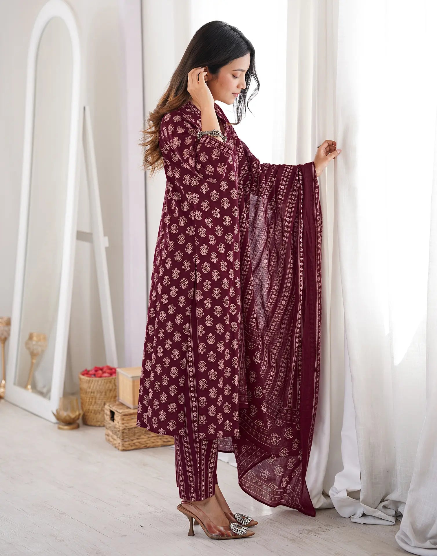 Viscose Rayon Printed Straight 3 Piece Kurta Set