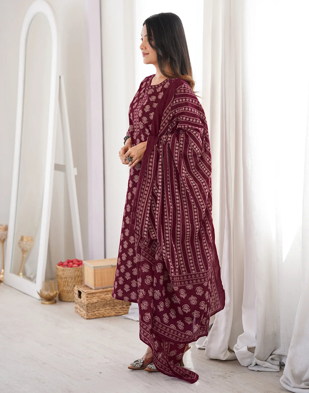 Viscose Rayon Printed Straight 3 Piece Kurta Set